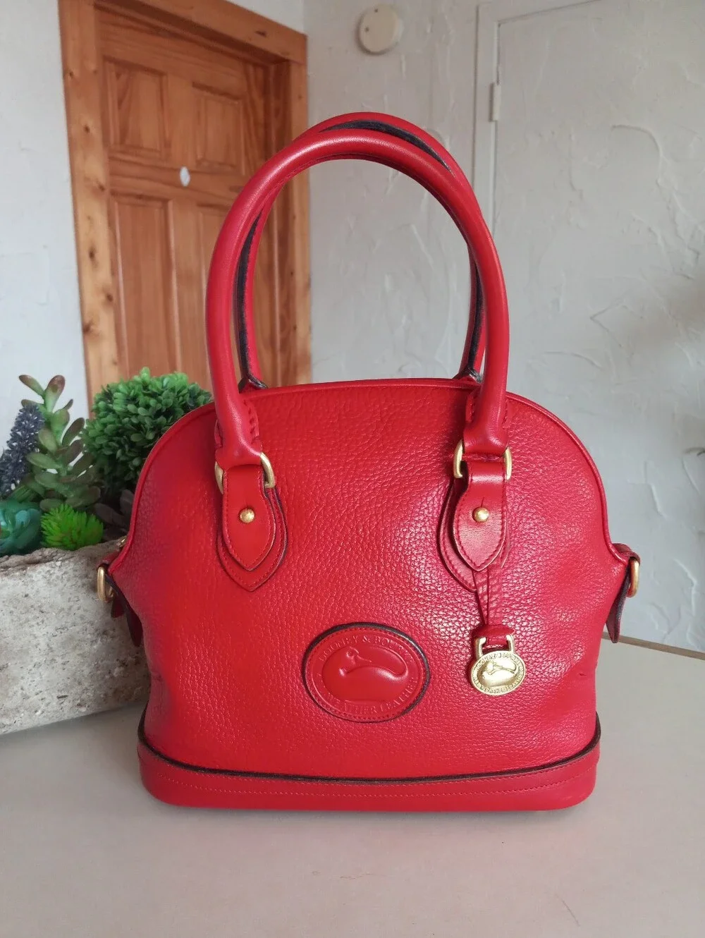 Dooney & Bourke Solid Red Original, 1990s AWL Norfolk, RARE!!!